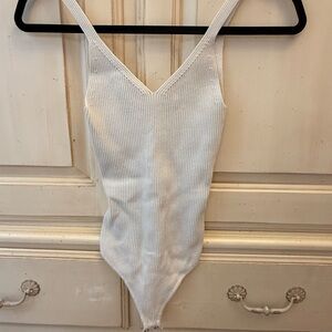 White Ribbed Women’s One Piece